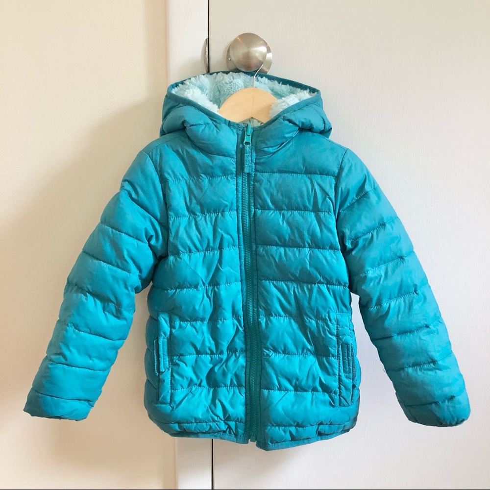 Lands' End Kids Aqua Puffer Coat